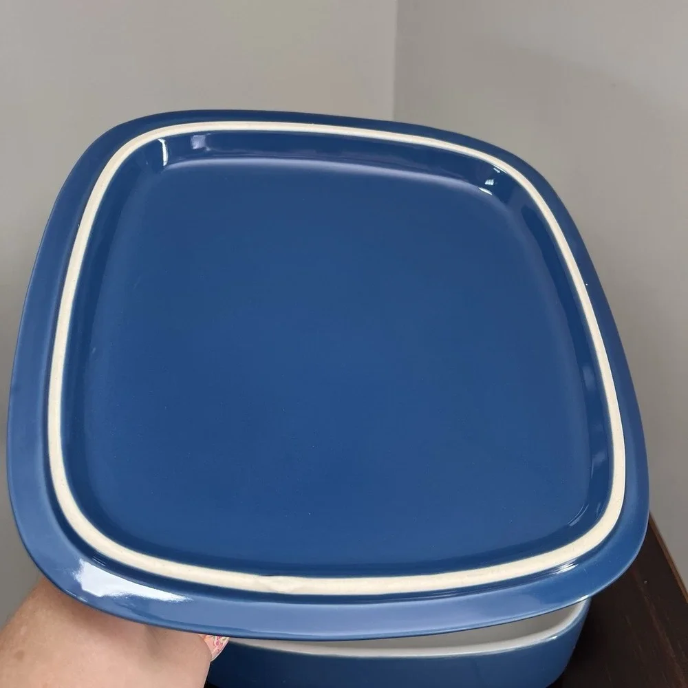 Emeril's Table by Gorham NWOB Blue Covered Casserole Oven To Table Dish 10x10x4